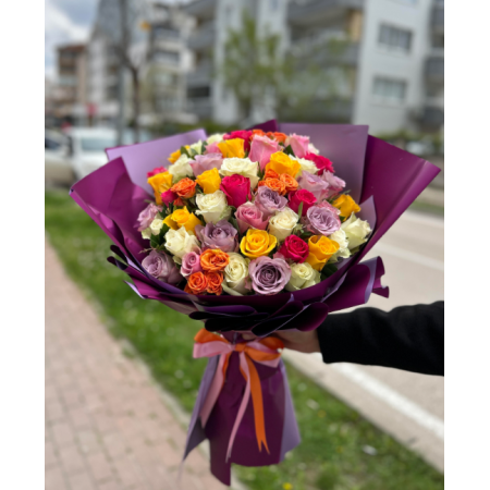 ithal renkli gül buketi2